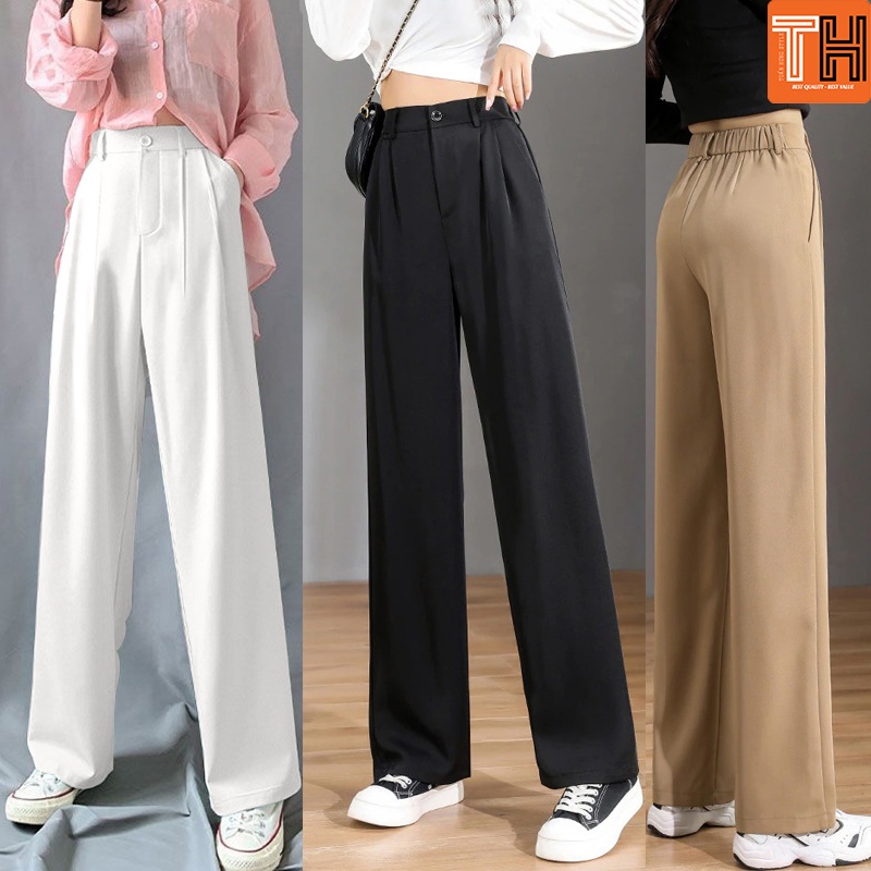 กางเกงขากว้างเอวสูงสุดฮอต Culottes เอวยางยืดด้านหลังรหัส 13