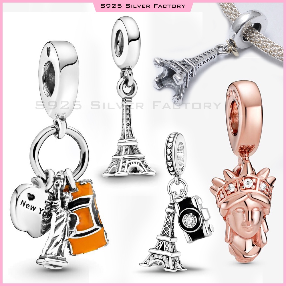 เครื่องประดับ ลูกปัดทองแดง รูปปั้นนิวยอร์ก สีขาว DIY สําหรับเดินทาง