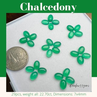 Chalcedony พลอยโมราสีเขียว พลอยธรรมชาติ พลอยแท้ 7x4mm (ขายยกกล่อง29เม็ด