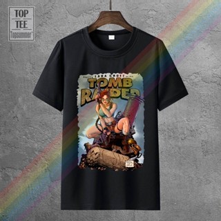 เสื้อเชิ้ต หายากด้านบนวัวการ์ตูนหลุมฝังศพ Raider Lara Croft เสื้อยืดวินเทจขนาด S 3Xl ลําลองแขนสั้น Tshirt แปลกใหม่