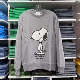 Lacoste เสื้อกันหนาว คอกลม ผ้าฝ้าย PEANUTS สําหรับผู้ชาย และผู้หญิง