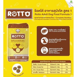 Rotto Dog. อาหารสุนัข 10kg. สูตรควบคุมความเค็ม