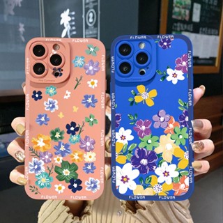 เคสป้องกันโทรศัพท์มือถือ ขอบสี่เหลี่ยม ลายดอกไม้ สวยงาม สําหรับ VIVO Y02 Y16 Y35 Y30 5G Y55 Y75 Y11 Y12i Y22S Y22 4G