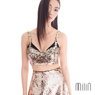 [MILIN] Gala Top Double-layered shiny sequin bralette top with shaping cups เสื้อปักเลื่อมผ้าสองชั้นทรงครอปแต่งดันทรง