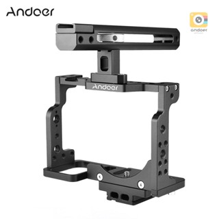 Andoer C15-B Camera Cage + Top Handle Kit Aluminum Alloy with Cold Shoe Mount Compatible with  Z6/Z7 DSLR Camera