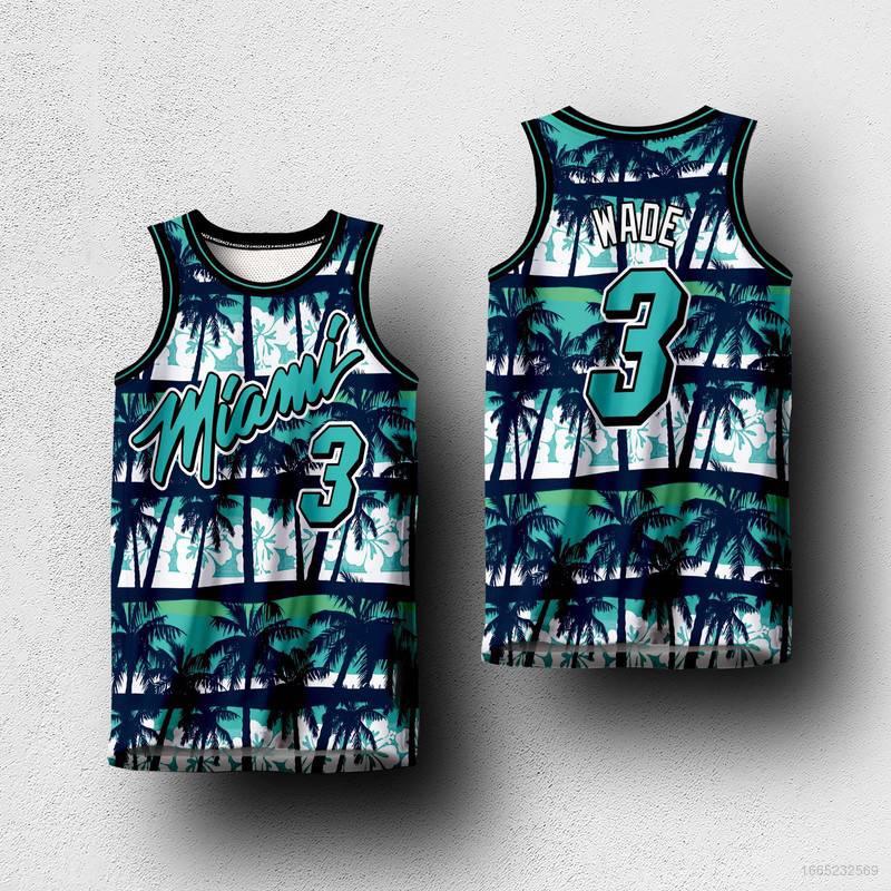 เสื้อกีฬาบาสเก็ตบอล HQ1 MIAMI HEAT SUMMER WADE พลัสไซซ์ สําหรับผู้ชาย และผู้หญิง QH1