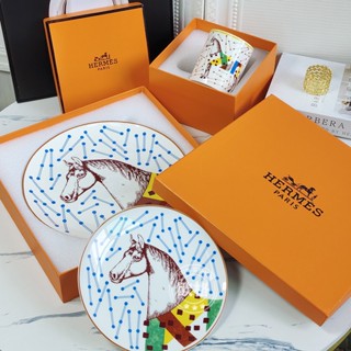 Hermes creative Western plate steak plate Matu bone China mug high-grade tableware set