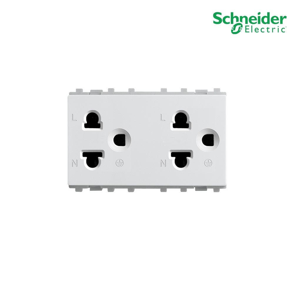 Schneider Electric : เต้ารับคู่ 3 ขา+ม่านนิรภัย 3 ช่อง สีขาว | ZENcelo - ชไนเดอร์ | 84426LUES2_WE | PlugOn
