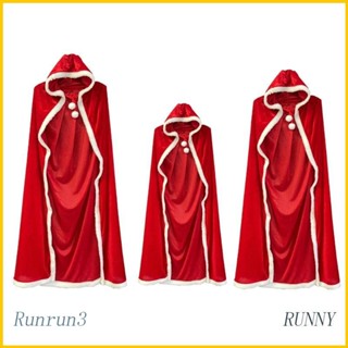 Runny เสื้อคลุม มีฮู้ด ปอมปอม ผูก คริสต์มาส เสื้อคลุมยาว สีแดง สําหรับผู้หญิง เด็กผู้หญิง