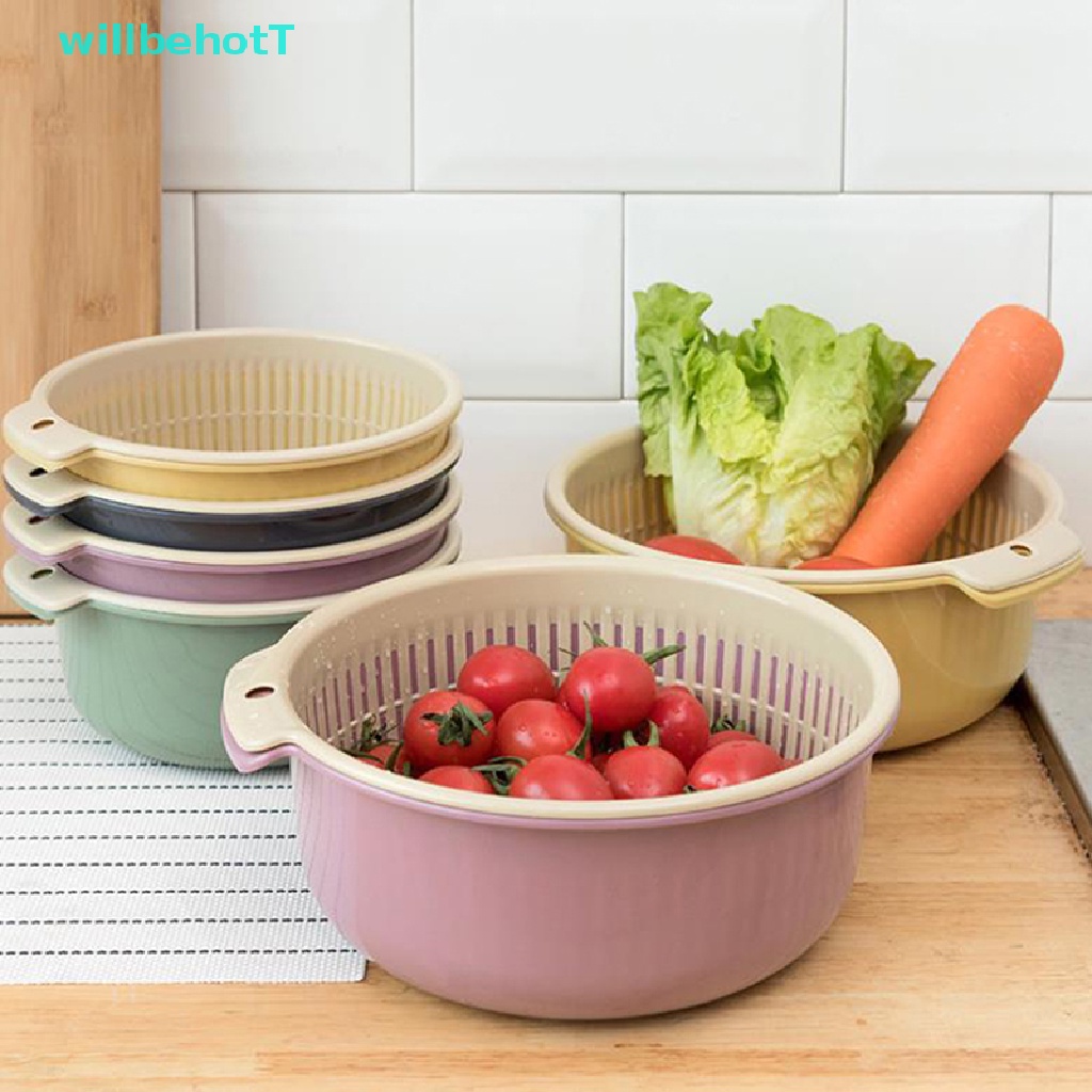 [WillbehotT] ตะกร้าล้างผัก ผลไม้ แบบสองชั้น ถอดออกได้ แบบพกพา [ใหม่] - รูปที่ 7