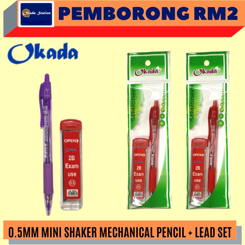 (RM2.20) OKADA 0.5MM MINI SHAKER MECHANICAL PENCIL + LEAD SET / MECHANICAL PENCIL / SHAKER MECHANICA