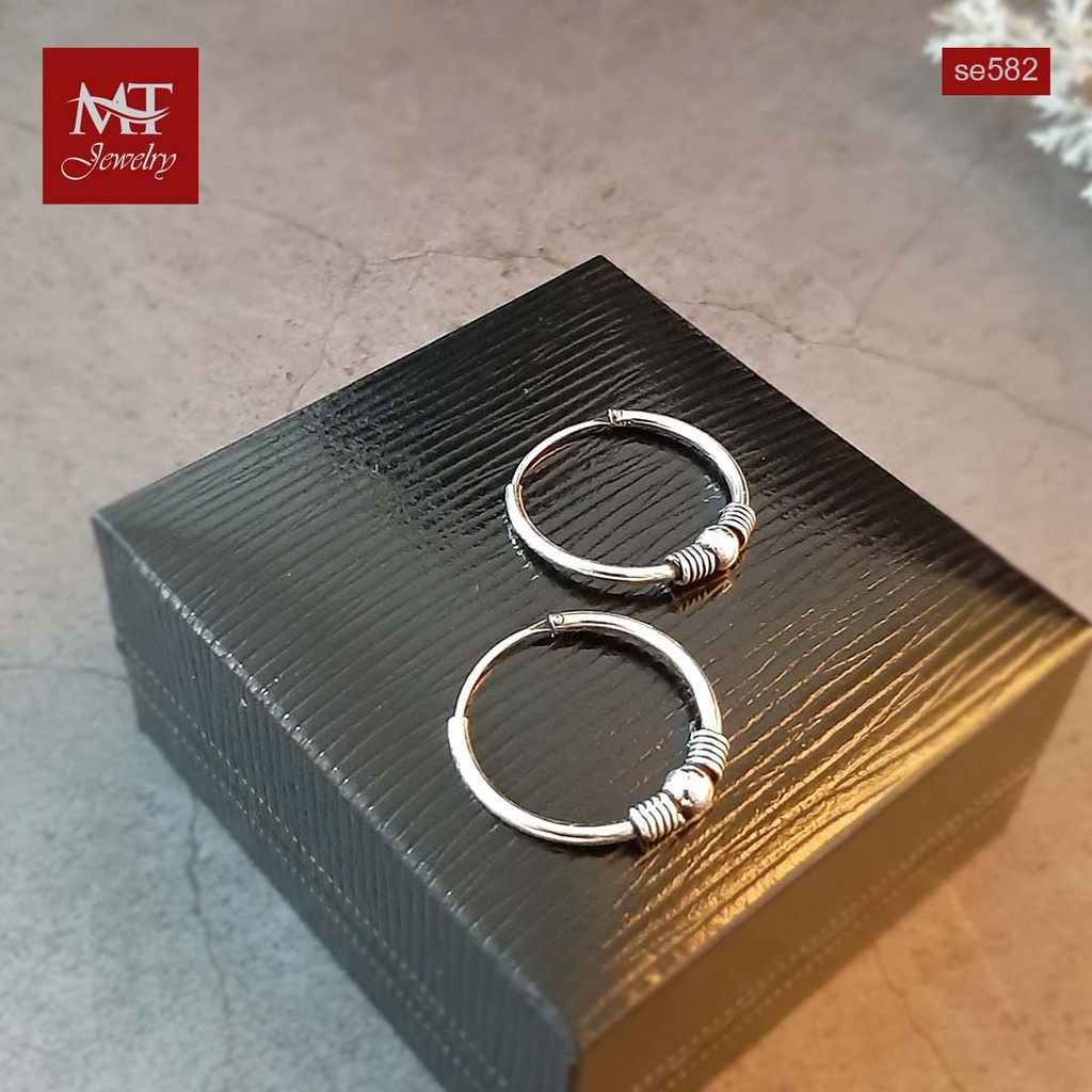 MT ต่างหูห่วงเงินแท้ ห่วง สไตล์บาหลี 925 Sterling Silver Earrings (se582) MT Jewelry มณีธารา