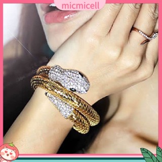 (micmicell) เครื่องประดับ กำไลข้อมืองูประดับไรน์สโตน แนวเรโทร สำหรับผู้หญิง