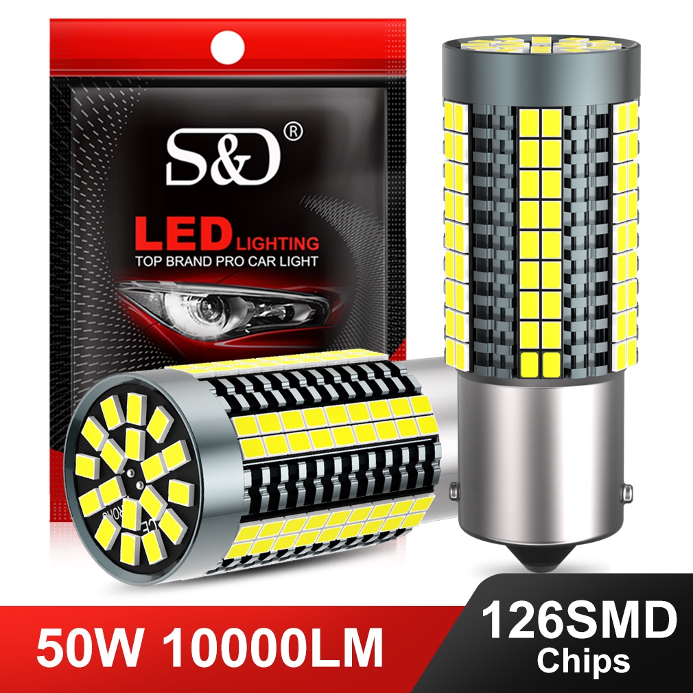 S&d หลอดไฟ LED BA15S BAY15D BAU15S 10000LM 50W สว่างมาก 2 ชิ้น