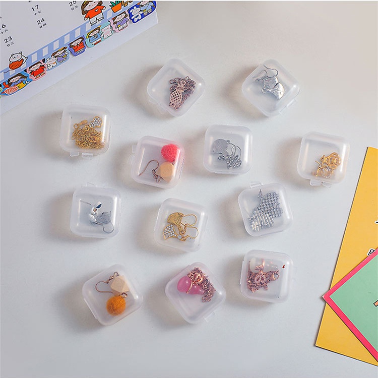 กล่องพลาสติกใส ทรงสี่เหลี่ยม ขนาดเล็ก สําหรับใส่เครื่องประดับ ต่างหู แหวน ลูกปัด - รูปที่ 5