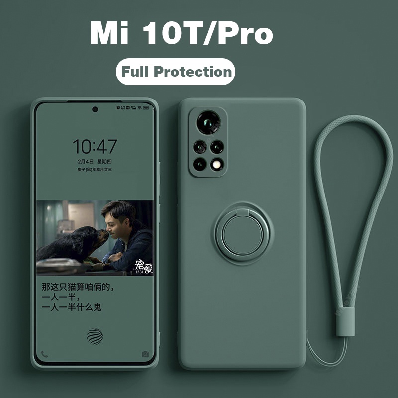 Mi 10T mi10t mi 10 t Pro เคส สี่เหลี่ยม ซิลิโคนเหลว ที่ใส่แหวน เคสนิ่ม สําหรับ Xiaomi mi 10T mi10t m