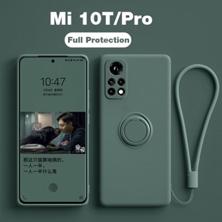 Mi 10T mi10t mi 10 t Pro เคส สี่เหลี่ยม ซิลิโคนเหลว ที่ใส่แหวน เคสนิ่ม สําหรับ Xiaomi mi 10T mi10t mi 10 t Pro Lite เคส Funda