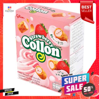 กูลิโกะ​ โคลลอน บิสกิตโรล รสสตรอว์เบอร์รี่ 46 ก.Glico Collon Biscuit Roll Strawberry Flavor 46 g.