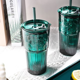 Starbucks Limited Edition ถ้วยกาแฟแก้ว ถ้วยน้ำ Coffee Cup Large Capacity Glass Cup With Straw