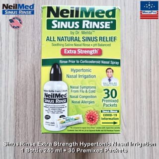 NeilMed® Sinus Rinse Extra Strength Hypertonic Nasal Irrigation 1 Squeeze Bottle + 30 Premixed Packets อุปกรณ์ล้างจมูก