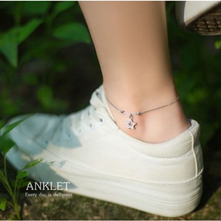 s925 Anklet 11 สร้อยข้อเท้าเงินแท้ จี้ดาว สวยสะดุดตา น่ารัก ใส่สบาย เป็นมิตรกับผิว