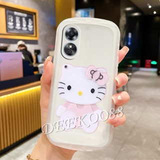 เคสโทรศัพท์มือถือ ลายแมวน่ารัก 3D สีชมพู พร้อมกระจกขาตั้ง สําหรับ OPPO A17K A17 A77S A77 A57 Reno8 Reno7 Z Pro 5G 4G Reno 8 8Z 8Pro 7 7Z