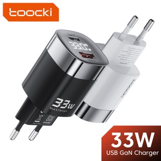 Toocki จอแสดงผล LED GaN 33W USB Type C หัวชาร์จ PD หัวชาร์จเร็ว USB GaN Charger