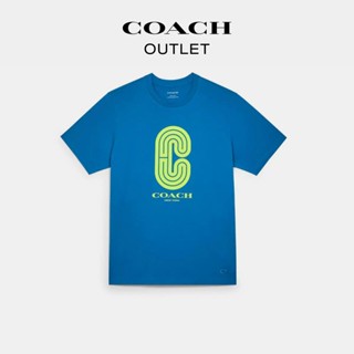 เสื้อยืด พิมพ์ลายโลโก้ COACH สไตล์วินเทจ คลาสสิก สําหรับผู้ชาย