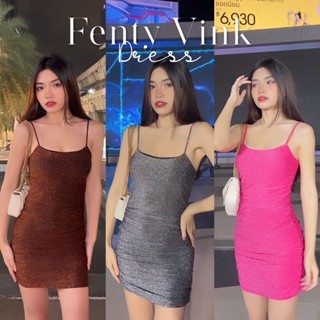 Fenty Vink Dress เดรสสายเดี่ยว กริตเตอร์ จับจีบข้าง มีซิปหลัง