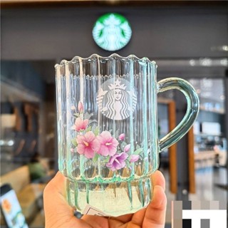 แก้วกาแฟสตาบัค งานชน shop เรียบหรู ลายดอกไม้