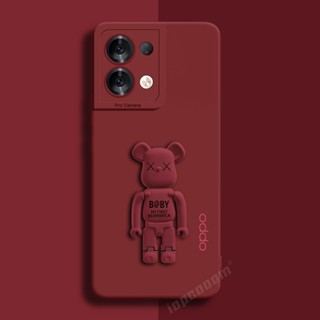 Lovely Violent Bear Stand Case OPPO Reno 8 5G 4G 8Z 7Z 7 Lite Official Original Silicon Cover