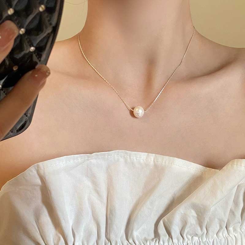 ss186 Sweetssparkles สร้อยคอ เกาหลี ไข่มุกธรรมชาติ รูปทรงแบบคละ สร้อยสีเงิน