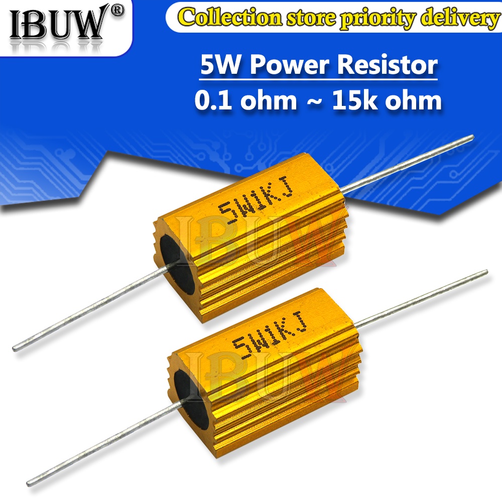 1PCS RX24 5W Aluminum Power Metal Shell Case Wirewound Resistor 0.01 ~ 15K 1 2 3 5 6 8 10 20 100 150