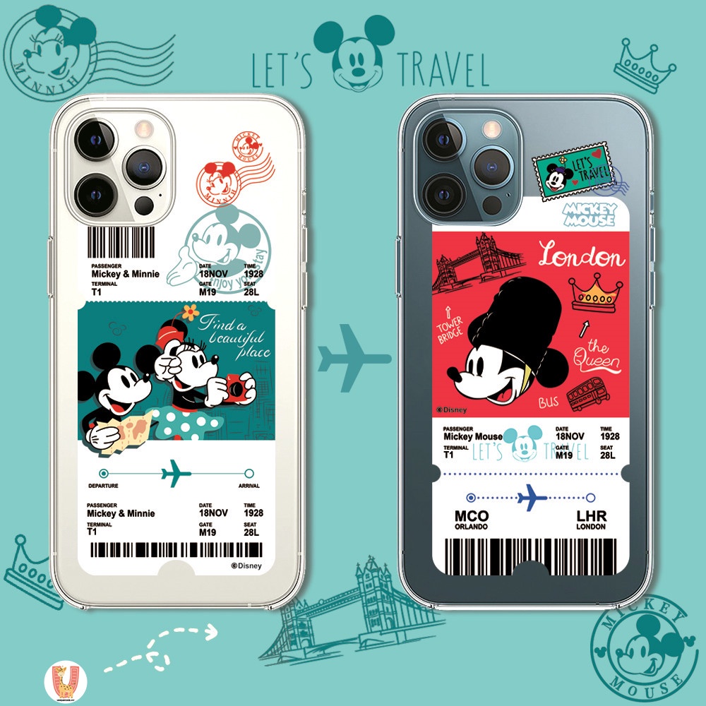 Cartoon Mickey Mouse Air tickets Label Case Compatible For iPhone 14 Plus 13 12 11 Pro Max X Xs Max 