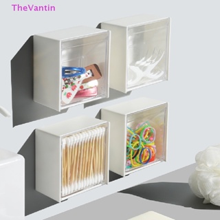 Thevantin ห้องน้ํา ออแกไนเซอร์ ติดผนัง ที่ใส่สําลี แต่งหน้า กล่องออแกไนเซอร์ ที่เก็บพลาสติก สําหรับสําลีก้าน เครื่องประดับ ของดี