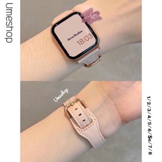 สายหนังขอบเล็ก Bella สำหรับ watch 8 se 7 6 5 4 3ขนาด 38/40/41/42/44/45มม ใช้กับ smart watch สายหนังสาย smart watch