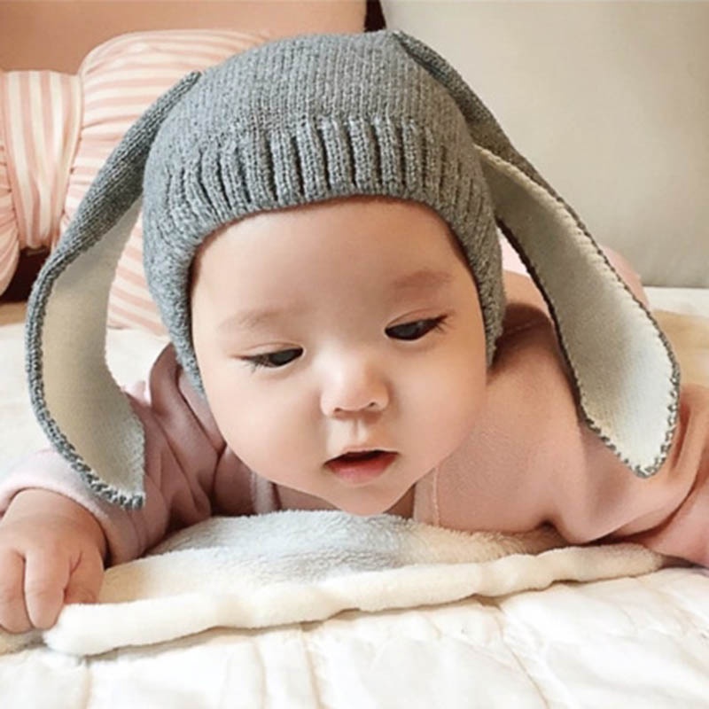 หมวกถัก ลายการ์ตูนหูกระต่ายน่ารัก ให้ความอบอุ่น แฟชั่นฤดูหนาว สําหรับเด็ก