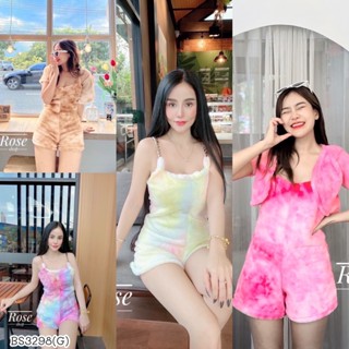 BS3298  เซตขนมิ้ง จั้มสูทขาสั้น สายเดี่ยวสายโซ่ งานซิปหลัง +เสื้อคลุม เข้าเซต ผ้านิ่ม ใส่สบาย พร้อมส่ง