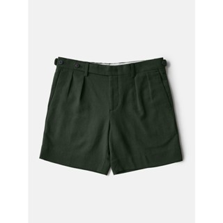 [JBB*] FOREST GREEN BROKEN TWILL COTTON TWO-TUCK SHORTS เจบีบี กางเกงขาสั้น ผ้าคอตตอน กางเกงขาสั้นสองจีบ