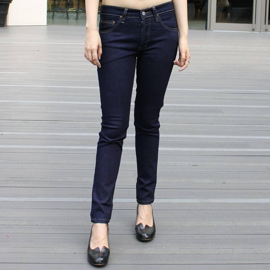 GZ Jeans กางเกงยีนส์หญิงขาเดฟ ผ้ายืดสีน้ำเงิน (Size เอว 28-36)