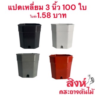 กระถางแคคตัส กระถางแปดเหลี่ยม 3 นิ้ว 100 ใบ