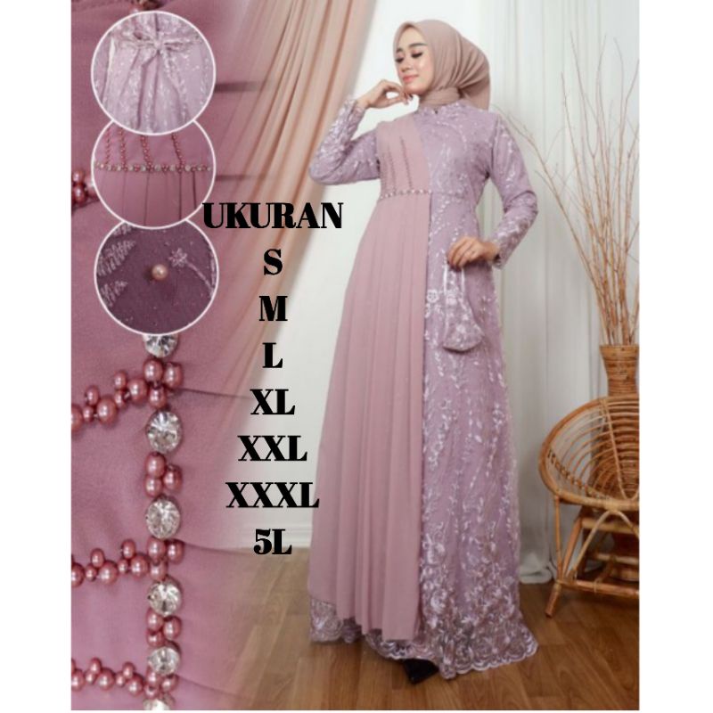 ล่าสุด GAMIS BAJU WA JUMBO ABAYA Kebaya ชุดเดรสมุสลิม รหัส Jannah Kebaya | ขนาด S มล. XL XXL XXXL 5L