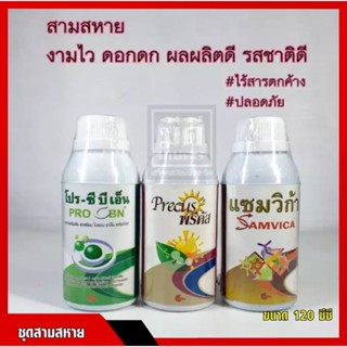 สามสหาย - ฮอร์โมนเพิ่มผลผลิตพืช (120cc.) พริก มัน อ้อย ผัก ผลไม้ ดอกไม้ กล้วยไม้ ฮอร์โมนลำไย บำรุงลำไย