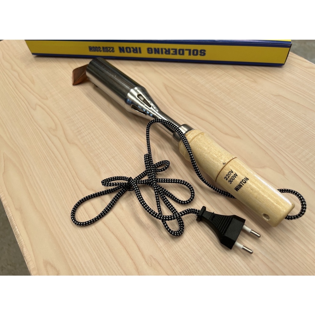 winton หัวแร้งแช่ปากงอ ( 150w , 200w , 300w 500w. ) winton Soldering Iron หัวแร้งไฟฟ้าปากแบน หัวงอ ด้ามไม้ สีธรรมชาติ - รูปที่ 2