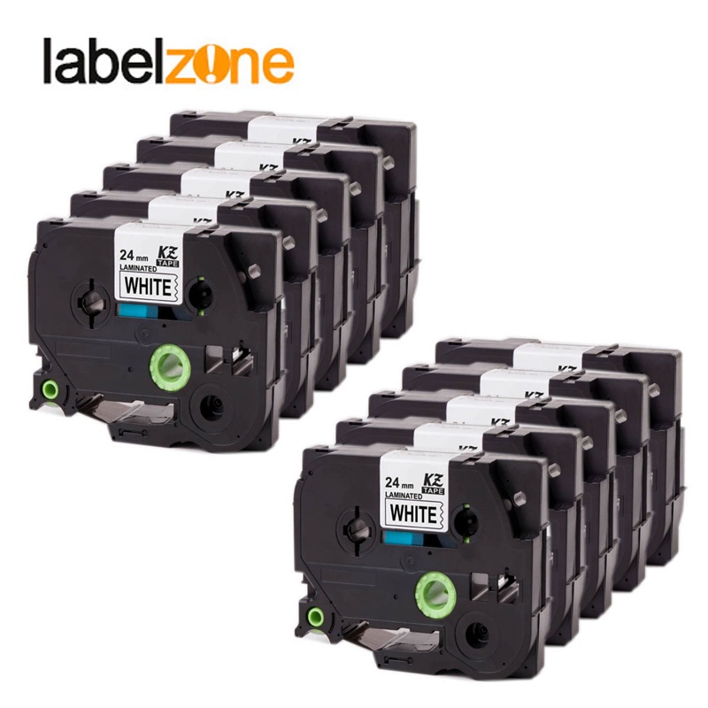 10Pcs 24mm Tze251 Black on White Tz-251 Compatible for Brother P-touch Label Printers Laminated Tze 
