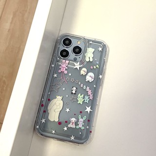 เคสโทรศัพท์มือถือใส แบบนิ่ม ลายหมี กันกระแทก สําหรับ iPhone 13 13Pro 13promax 14Promax 14 14Pro 14Plus 12 12promax 12Pro 11 11Promax