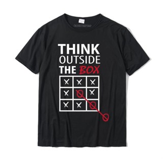 เสื้อสีขาว Düşünüyorum kutu dışında Tic-Tac-Toe tişört öğrenci düz aile Tops &amp;amp; Tees pamuk T shirt rahat