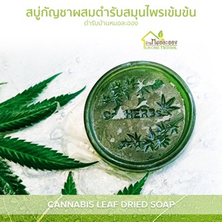 บ้านหมอละออง สบู่ CanHERBS 90g แคนเฮิร์บส Cannabis leaf dried soap สูตรสมุนไพรเข้มข้น สบู่แคนนาบิส ลีฟ ดราย สบู่สมุนไพร