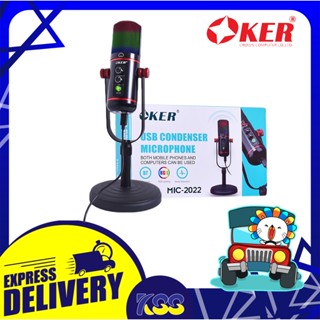 ไมโครโฟนตั้งโต๊ะ ชุดไมโครโฟนบลูทูธ Oker MIC-2022 Microphone Condencer USB RGB ประกัน 6 เดือน