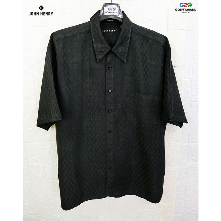 JOHN HENRY แท้ อก53 เสื้อเชิ๊ตแขนสั้นสปอตลายตารางคลาสสิก